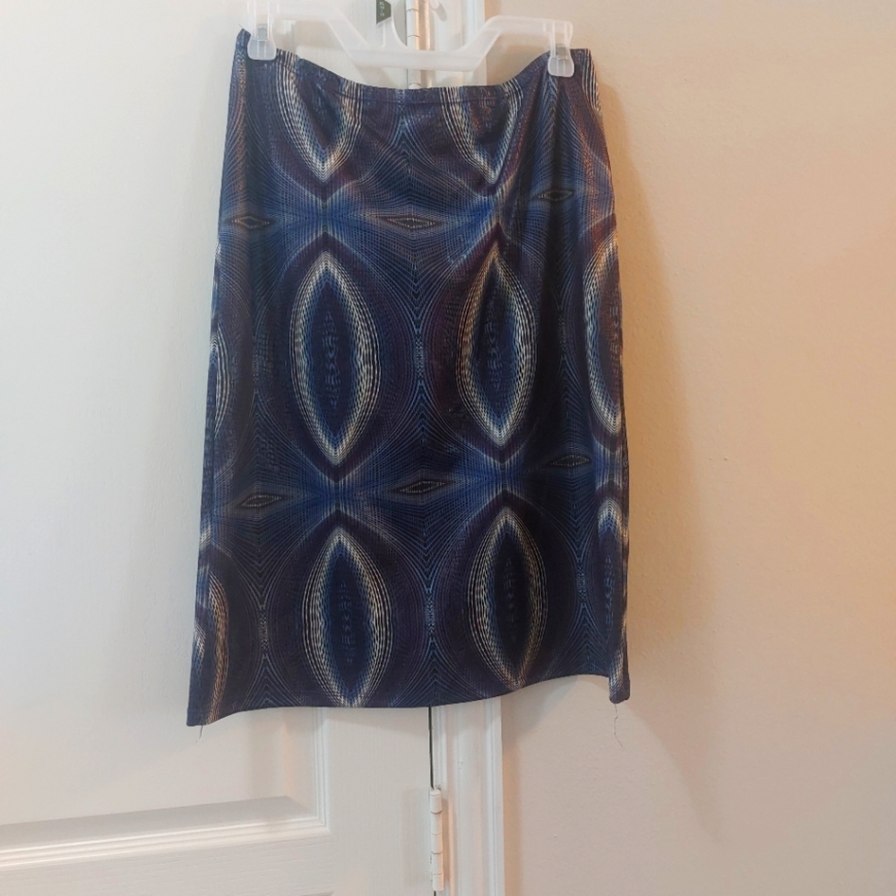 CLOSET Vintage Women's Purple and Blue Skirt Size Large